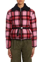 Moncler Zambeze Plaid Wool Flannel Puffer Jacket Pink at Nordstrom,