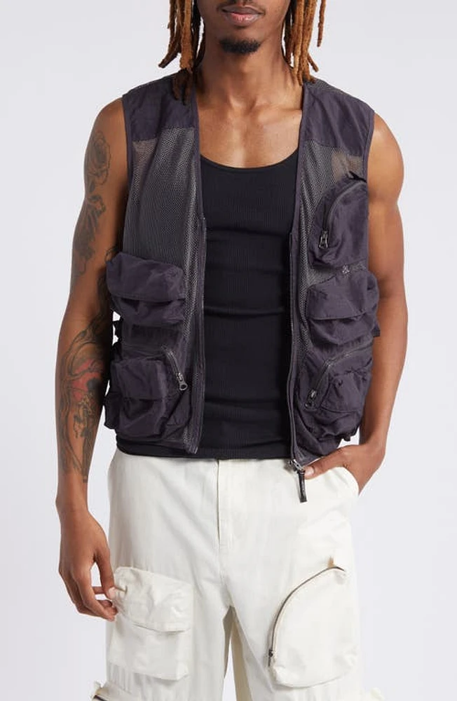 BOILER ROOM Mesh Cargo Vest Black at Nordstrom,