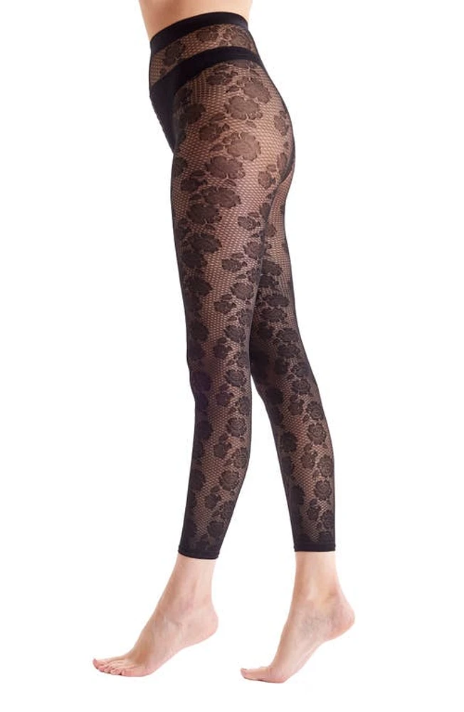 Pretty Polly Floral Net Footless Tights Black at Nordstrom,