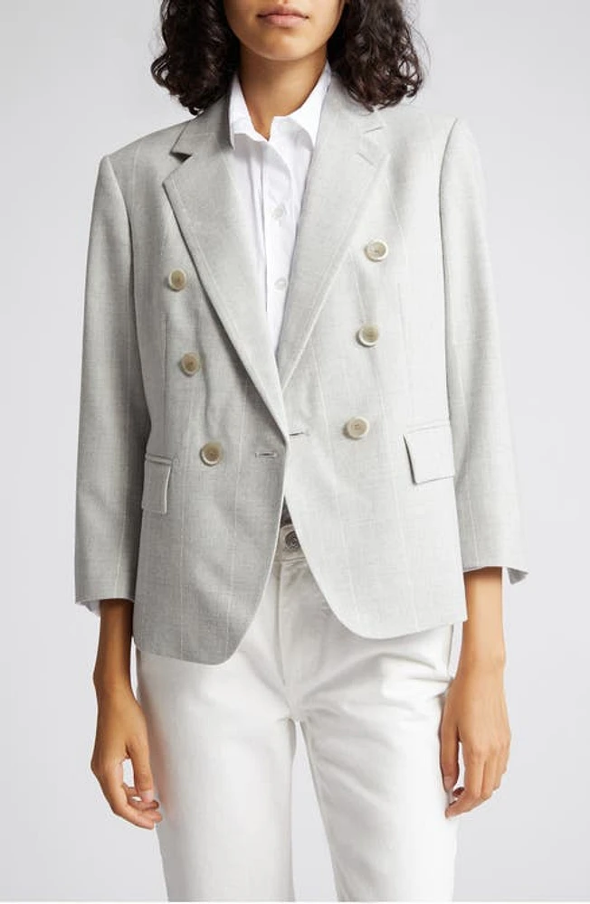 Eleventy Pinstripe Double Breasted Wool Blazer Grigio Chiaro Melange at Nordstrom, Us