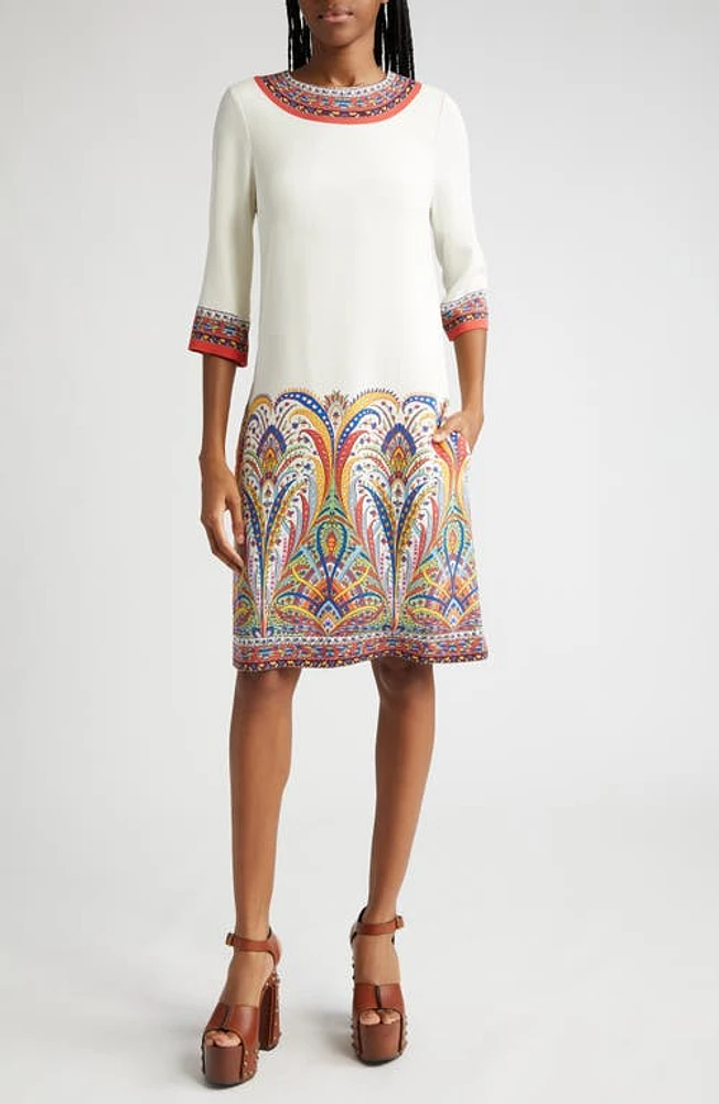 Etro Placed Paisley Print Shift Dress On White Base at Nordstrom, Us