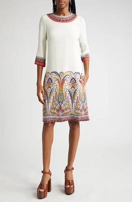 Etro Placed Paisley Print Shift Dress On White Base at Nordstrom, Us