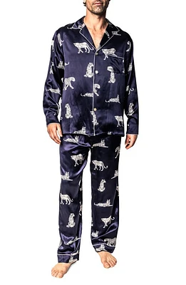 Petite Plume Panthre de Nuit Silk Pajamas Navy at Nordstrom,