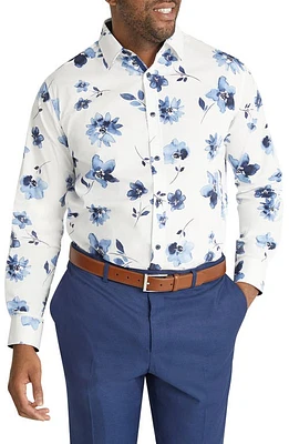 Johnny Bigg Camden Floral Stretch Button-Up Shirt White at Nordstrom,