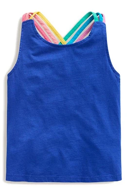 Mini Boden Kids' Rainbow Cross Back Cotton Tank Sapphire Blue at Nordstrom,