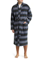 Majestic International Line Up Cotton Robe in Charcoal Stripe at Nordstrom