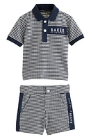 Baker by Ted Baker Kids' Geo Jacquard Cotton Polo & Shorts Set in Blue at Nordstrom, Size 3-4 Y