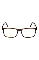 TOM FORD 53mm Square Blue Light Blocking Optical Glasses in Dark Havana at Nordstrom