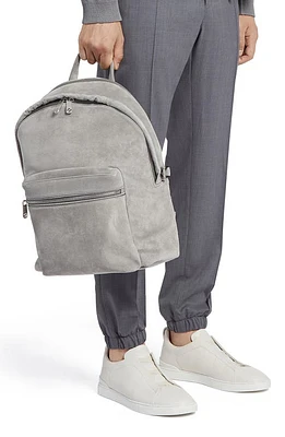 ZEGNA Suede Backpack in Light Grey at Nordstrom