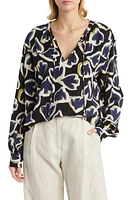 Masai Copenhagen Bonitai Print Tie Neck Top Maritime Blue at Nordstrom,