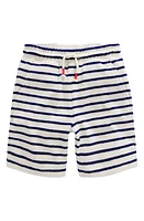 Mini Boden Kids' Stripe Appliqué Shark Terry Cloth Shorts Greek Blue/Ivory at Nordstrom,