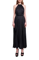 maje Revilly Pleated Maxi Dress Black at Nordstrom,