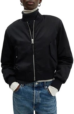 MANGO Oversize Bomber Jacket Black at Nordstrom,