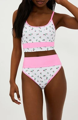 Beach Riot Eva Colorblock Rib Bikini Top Peony Blossom at Nordstrom,