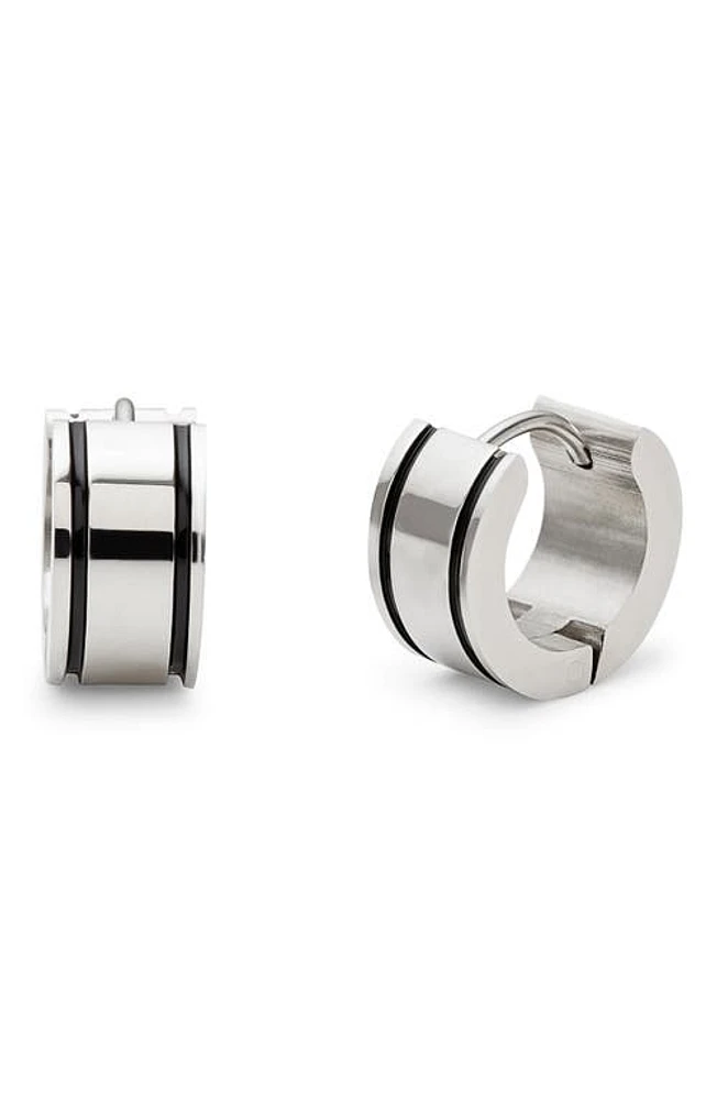 Brook and York Men's Stripe Stainless Steel Hoop Earrings in Silver at Nordstrom