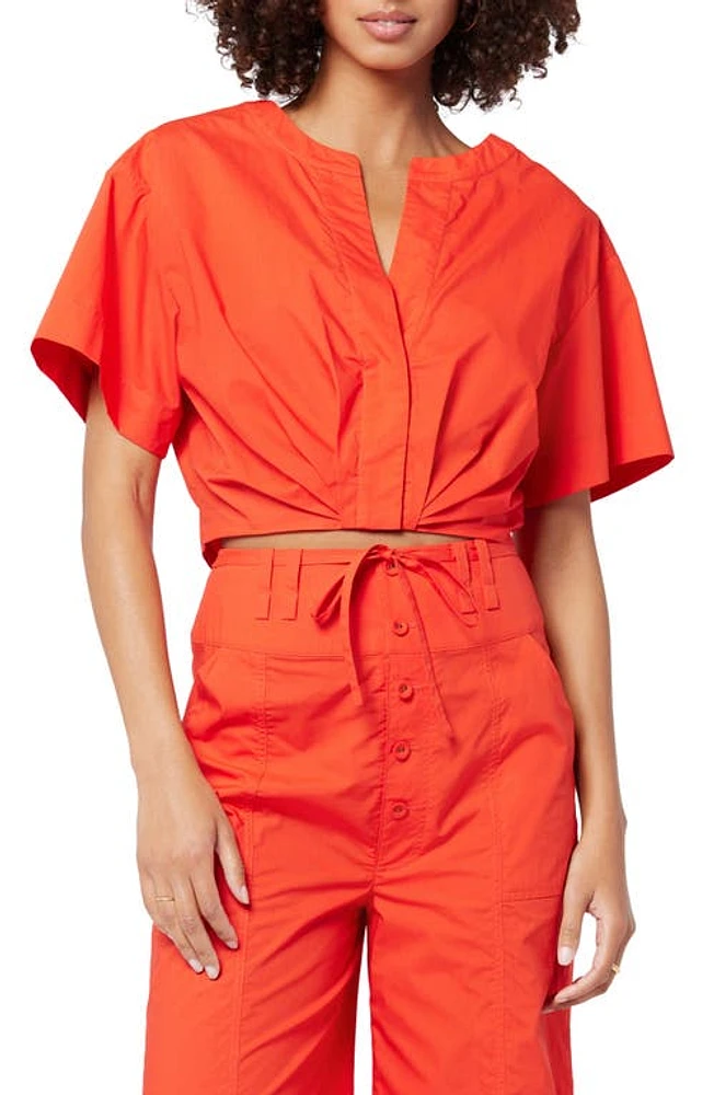 Joie Iris Crop Poplin Shirt in Vibrant Red at Nordstrom, Size Large