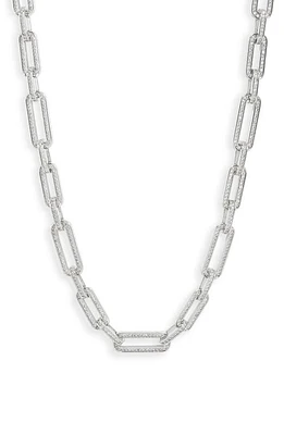 VIDAKUSH Pavé Paper Clip Link Chain Necklace in Silver at Nordstrom, Size 16