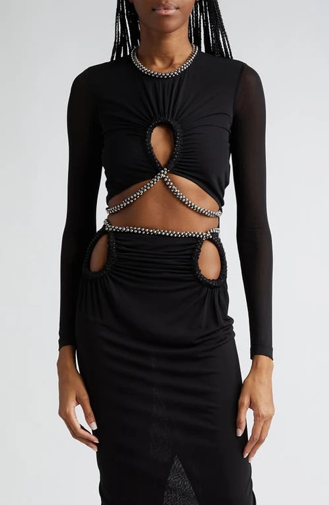 Dion Lee Barbell Rope Trim Long Sleeve Top Black at Nordstrom, Us