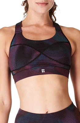 Sweaty Betty Power Medium Impact Sports Bra Black Gradient Dot Print at