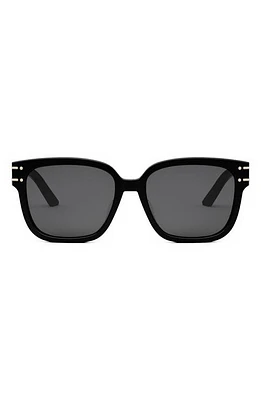 'Diorsignature S7F Square Sunglasses in Shiny Black /Smoke at Nordstrom