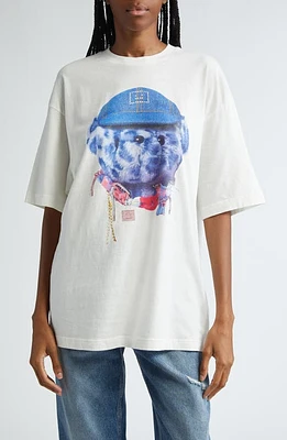 Acne Studios Exford Teddy Face Logo Graphic T-Shirt Optic White at Nordstrom,