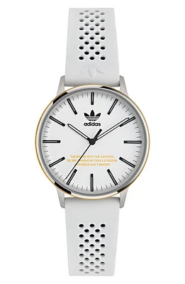 adidas AO Silicone Strap Watch in White at Nordstrom