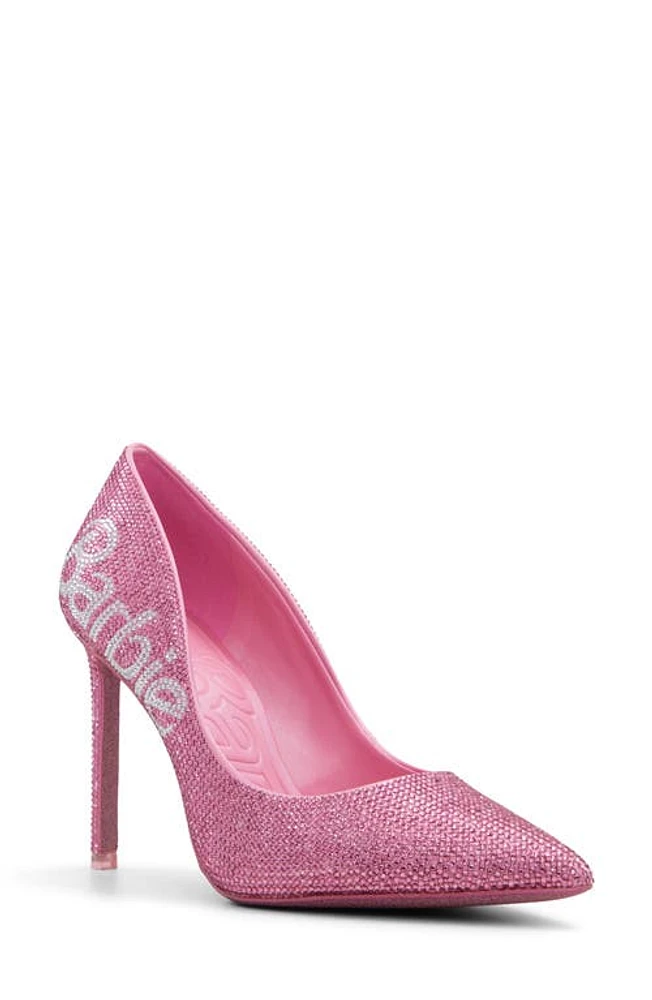 ALDO x Barbie Malibu Pointed Toe Pump Satin Pink at Nordstrom,