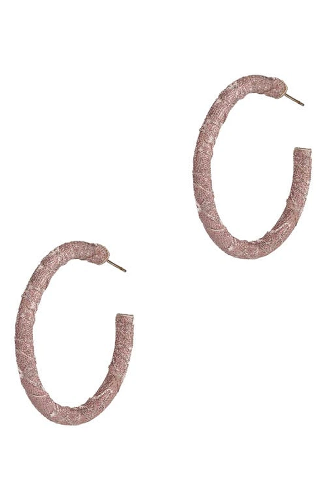 Deepa Gurnani Ozari Glitter Wrapped Hoop Earrings in Pink at Nordstrom