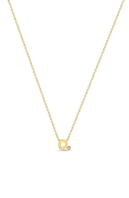 Zoë Chicco Diamond Initial Pendant Necklace in Yellow Gold-O at Nordstrom, Size 16