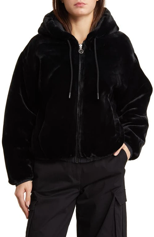 Moose Knuckles Eaton Bunny Quilted Faux Fur Reversible Jacket Black at Nordstrom,