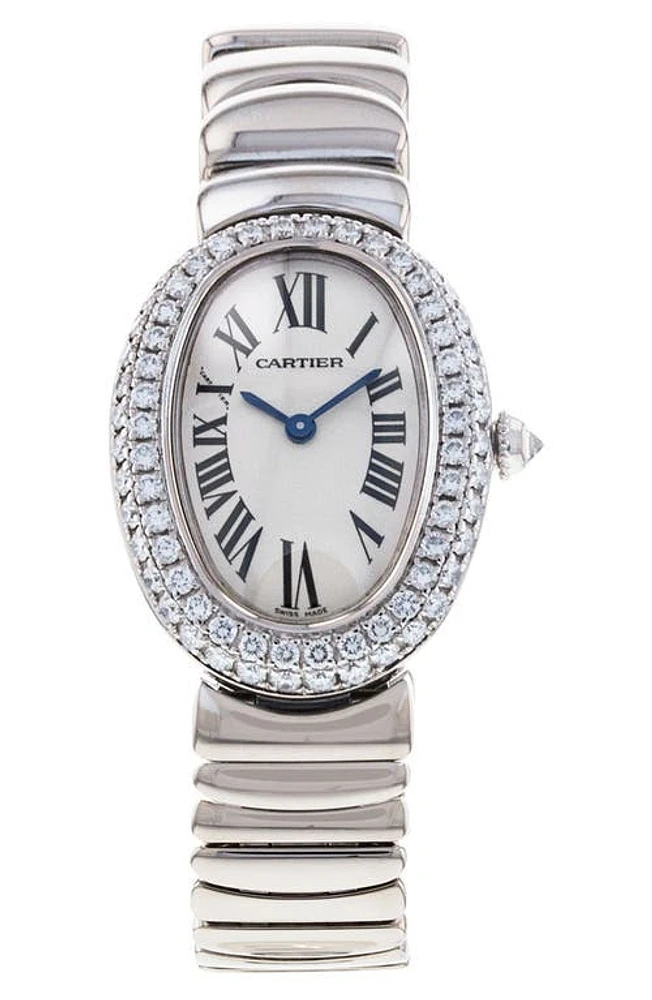 Watchfinder & Co. Cartier Preowned Baignoire Diamond Bracelet Watch, 30mm in Silver at Nordstrom