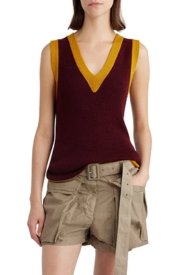 Dries Van Noten Contrast Trim Wool Blend Sweater Vest at Nordstrom,