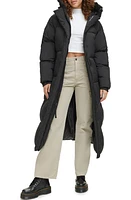 levi's Side Zip Hooded Maxi Puffer Jacket Black at Nordstrom,