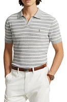 Polo Ralph Lauren Stripe Johnny Collar Cotton & Linen Sweater Andover Heather Combo at Nordstrom,