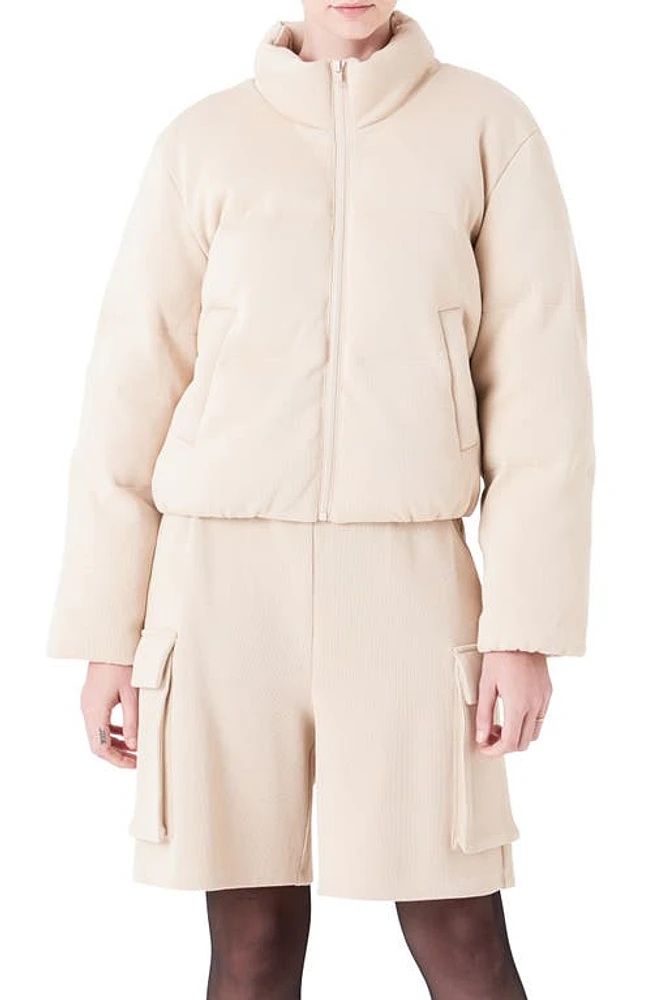 Grey Lab Knit Puffer Jacket Nude at Nordstrom,