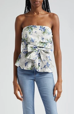 Veronica Beard Jolene Floral Strapless Cotton Top Off White Multi at Nordstrom,