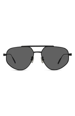 Givenchy GVSPEED 57mm Aviator Sunglasses in Matte Black /Smoke Mirror at Nordstrom