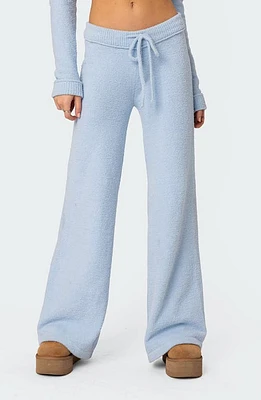 EDIKTED Plush Supersoft Knit Drawstring Pants Blue at Nordstrom,