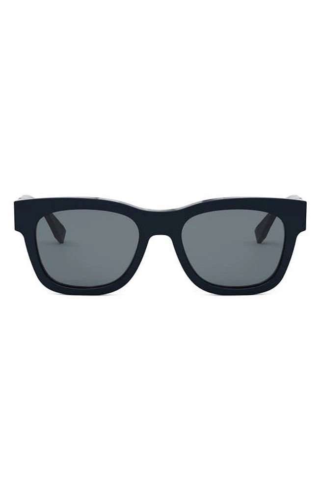 Fendi Diagonal 51mm Square Sunglasses in Shiny /Smoke at Nordstrom