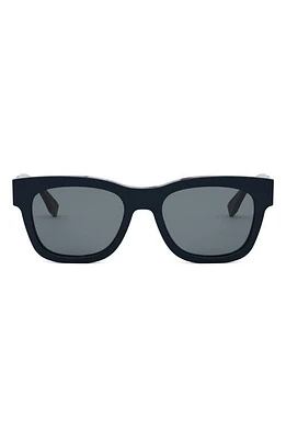 Fendi Diagonal 51mm Square Sunglasses in Shiny /Smoke at Nordstrom