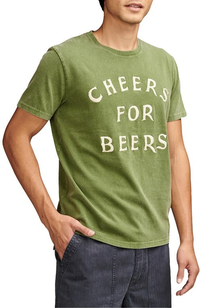 Lucky Brand Cheers for Beers Embroidered Cotton T-Shirt Garden Green at Nordstrom,