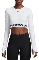 Nike Pro 365 Dri-FIT Long Sleeve Crop Top at Nordstrom,