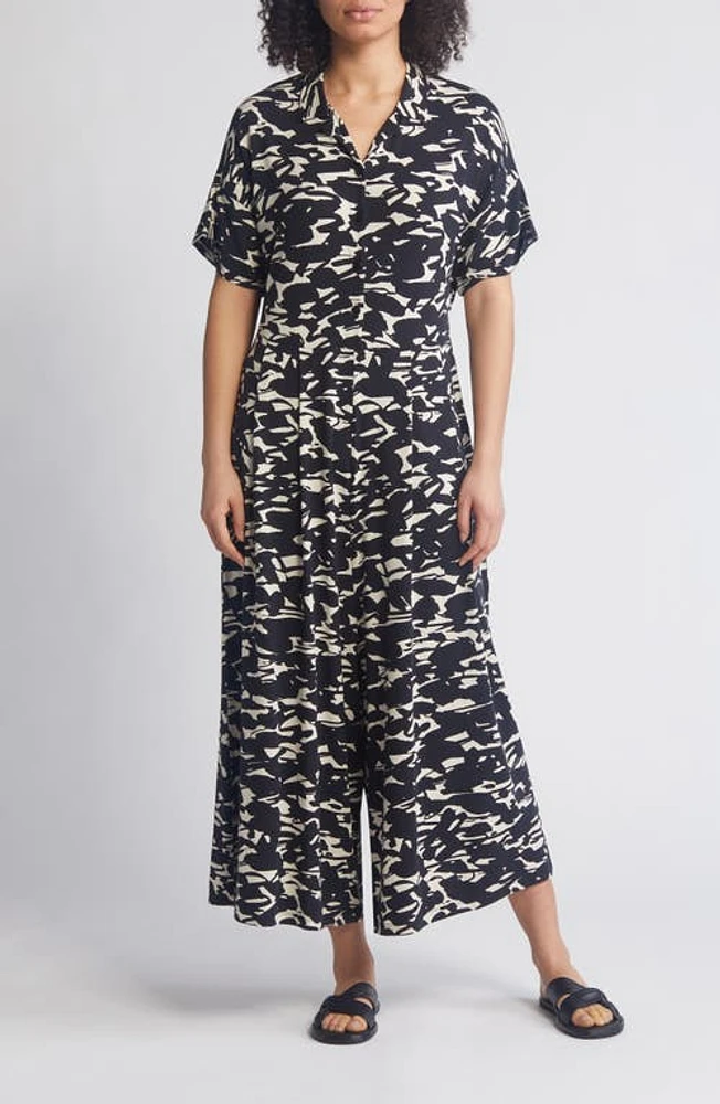 Masai Copenhagen Nydia Abstract Print Jumpsuit Black at Nordstrom,