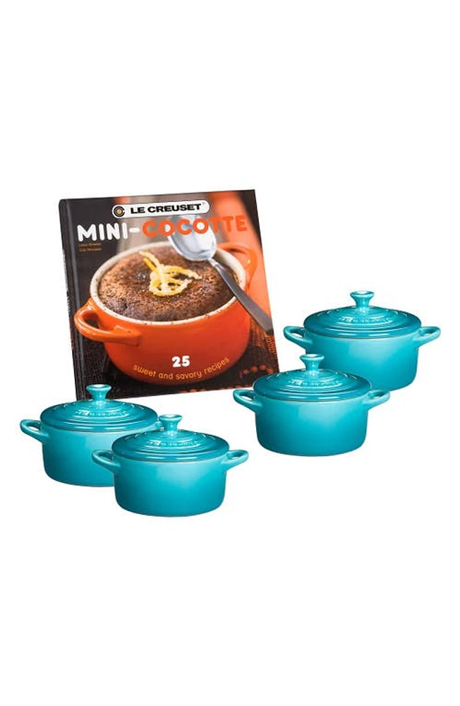 Le Creuset 5-Piece Mini Stoneware Cocottes & Cookbook Set in Caribbean at Nordstrom