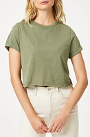 Mavi Jeans Raw Hem Crop T-Shirt Deep Lichen Green at Nordstrom,