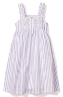 Petite Plume Kids' Stripe French Ticking Nightgown Purple at Nordstrom,