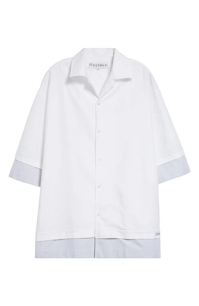 JW Anderson Double Layer Oversize Camp Shirt White at Nordstrom, Us