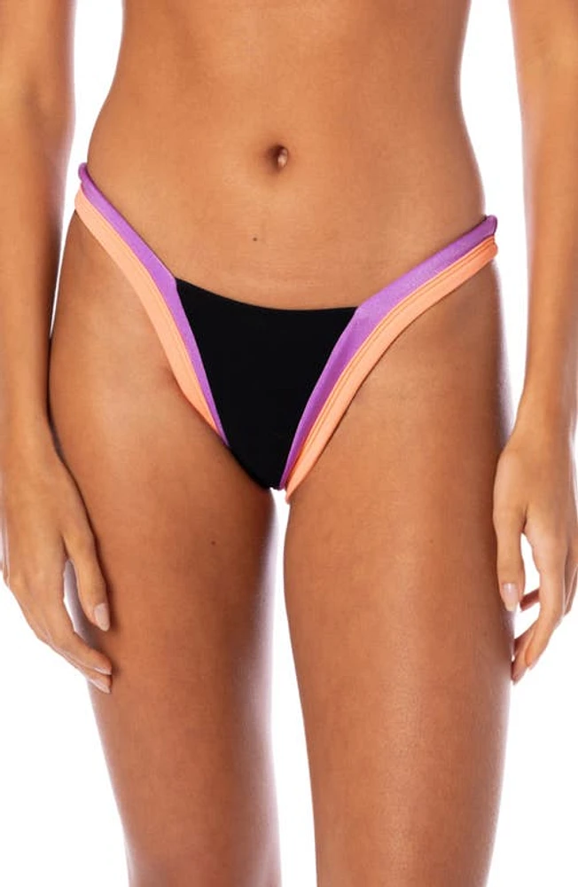 Maaji Noir Black Trinity Double V Reversible Bikini Bottoms at Nordstrom,