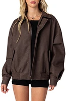 EDIKTED Mori Oversize Faux Leather Jacket Brown at Nordstrom,