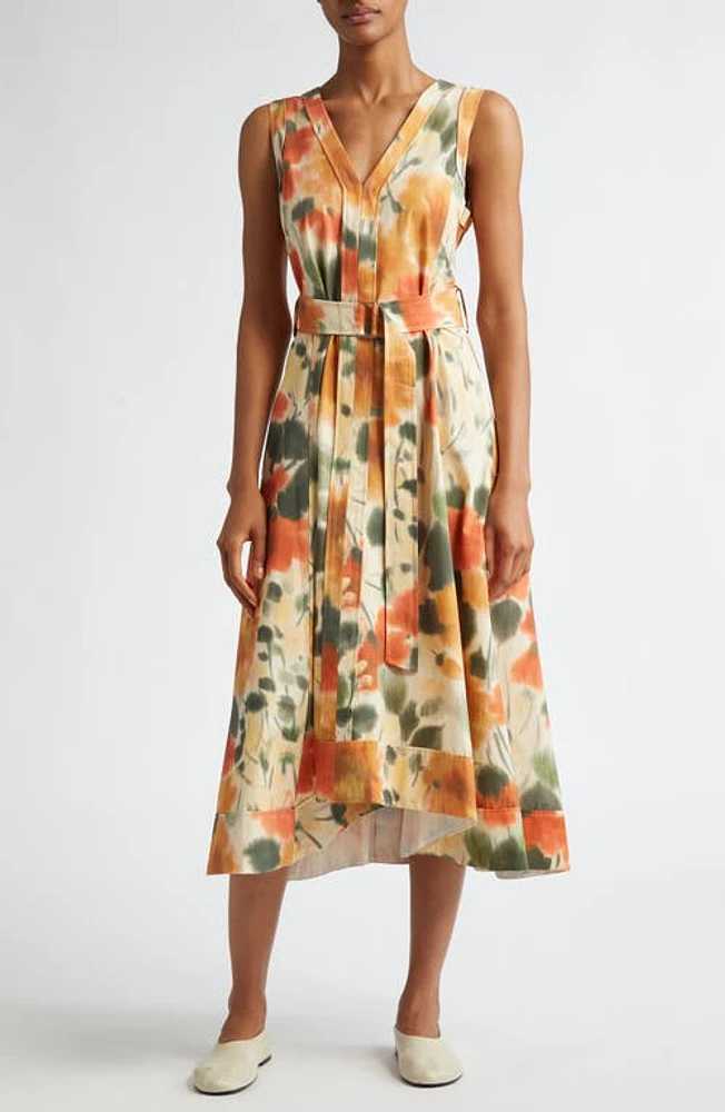 3.1 Phillip Lim Blurred Marigold Print Cotton Dress Multi at Nordstrom,